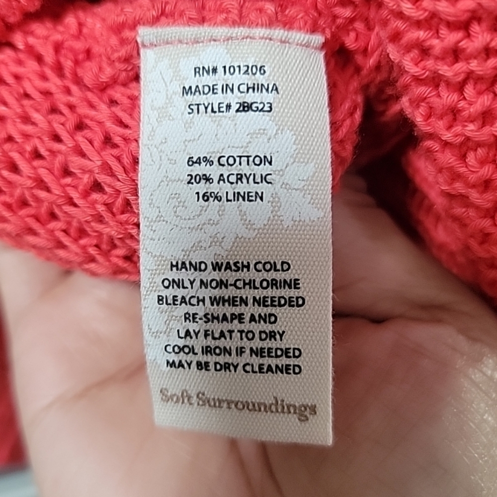 Soft Surroundings Free Day Sweater Size Med Cold Shoulder Linen/Cotton Blend - Picture 5 of 6